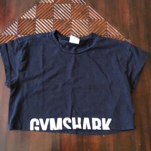 Gymshark Black Crop Top with White Logo